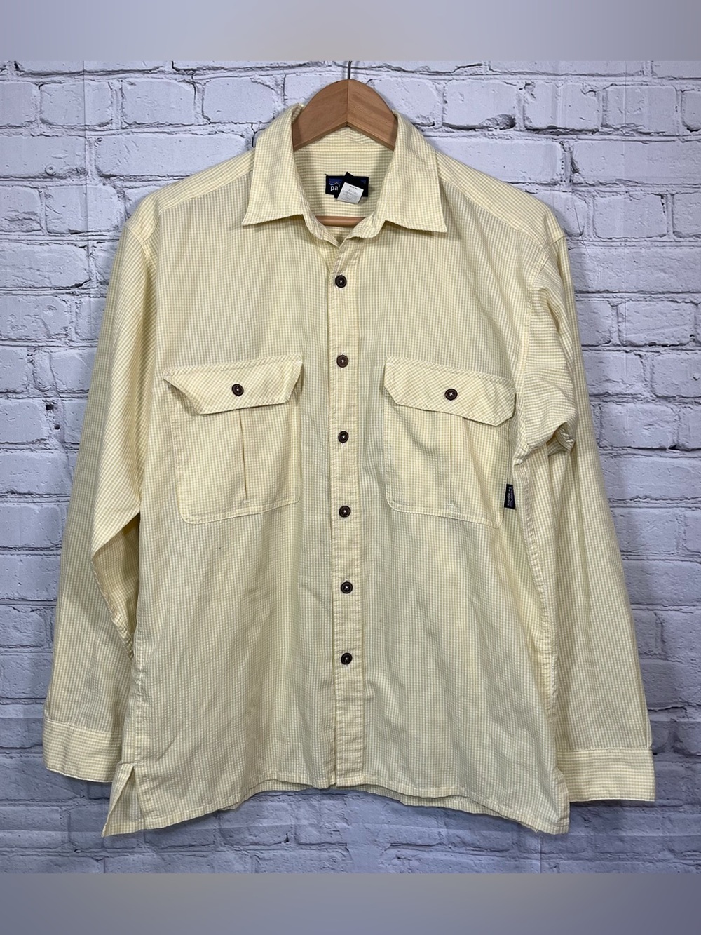 Vintage Patagonia Check Plaid Button Up Shirt Women’s Size Small Yellow